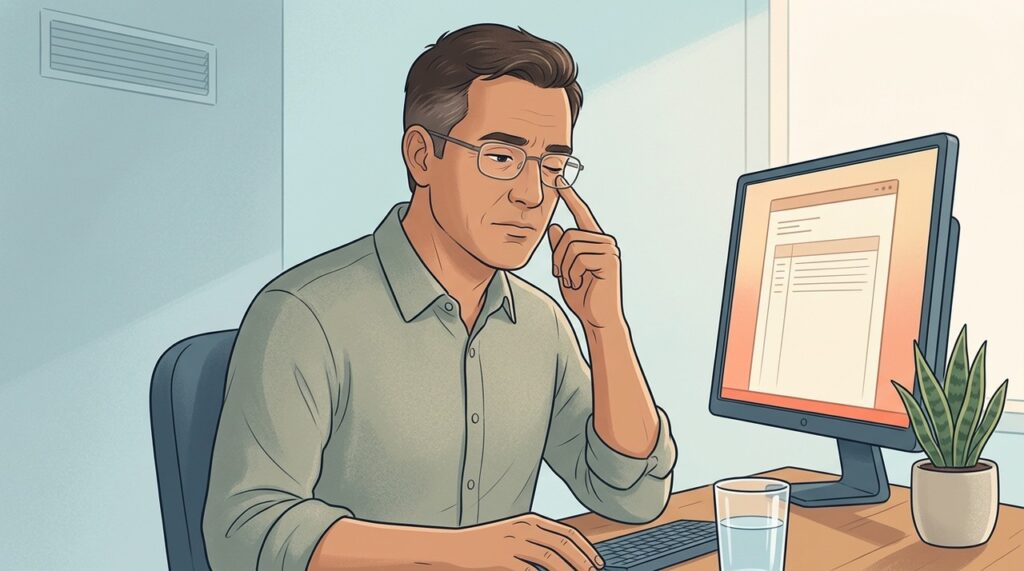 Horas de tela podem favorecer ardência, ressecamento e cansaço ocular.