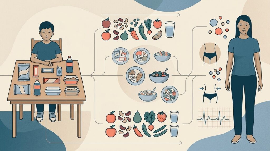 Hábitos alimentares aprendidos cedo podem acompanhar o crescimento, mas não determinam de forma definitiva a saúde na vida adulta.