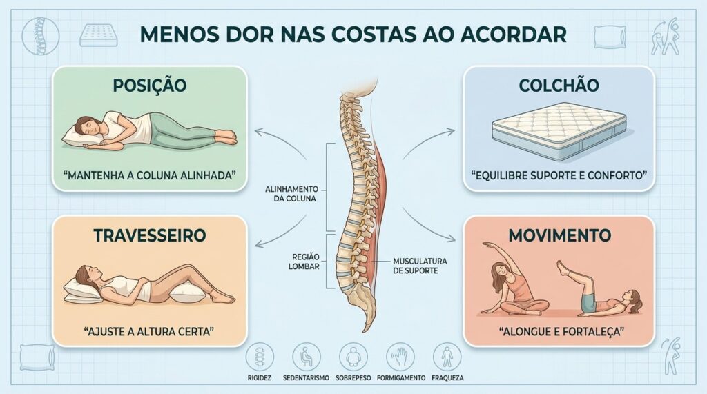 Dor nas costas ao acordar: pequenas mudanças que podem aliviar o dia a dia