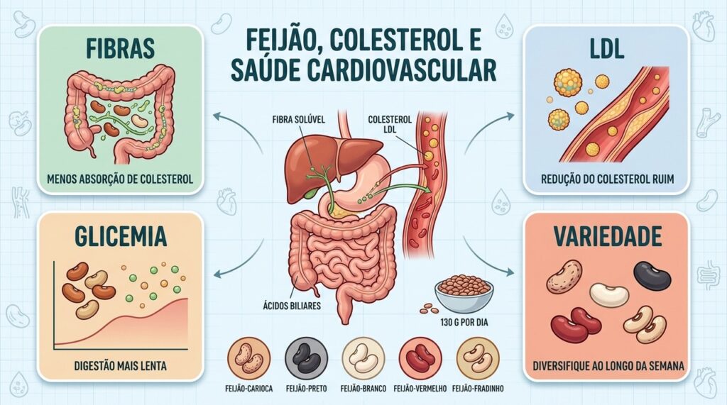Fibras, LDL, glicemia e variedade mostram por que o feijão merece espaço diário.