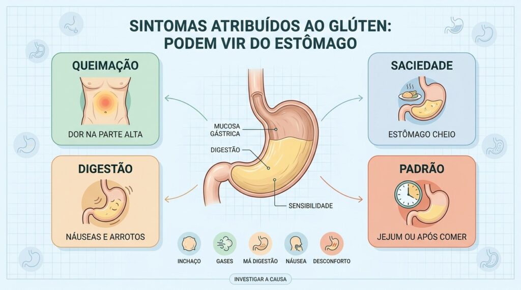 Queimação, saciedade precoce, má digestão e náuseas podem apontar causas gástricas.