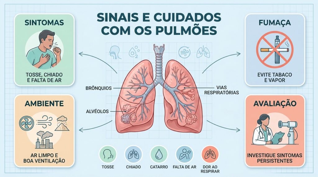 Tosse, chiado, falta de ar e exposição à fumaça exigem atenção à saúde pulmonar.