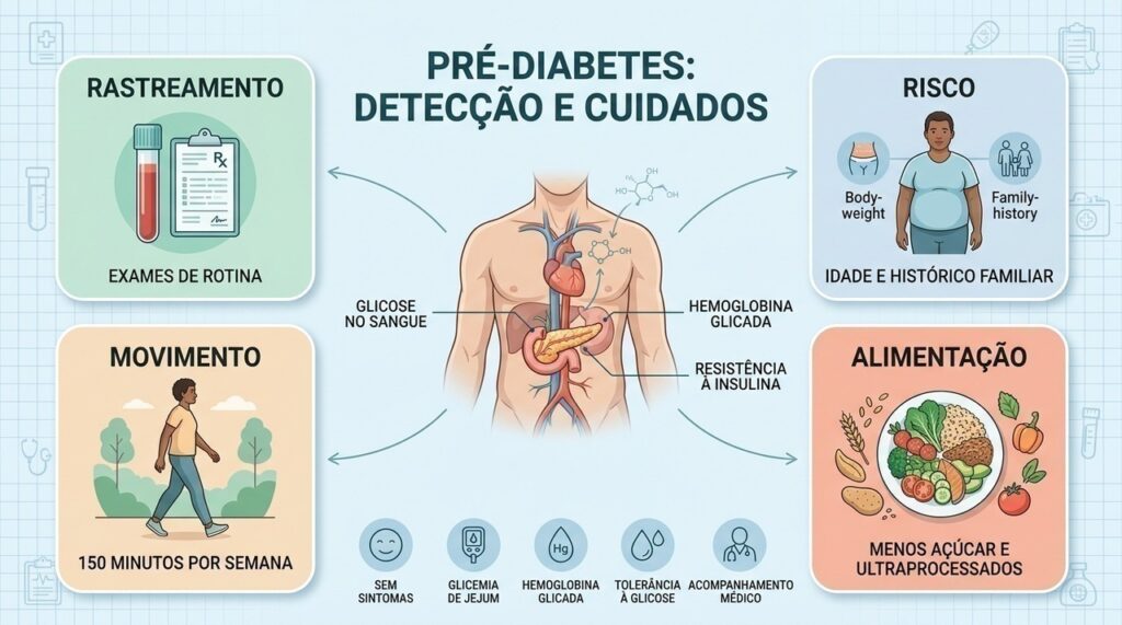 Rastreamento, exames e hábitos saudáveis ajudam a identificar e controlar alterações glicêmicas precocemente.