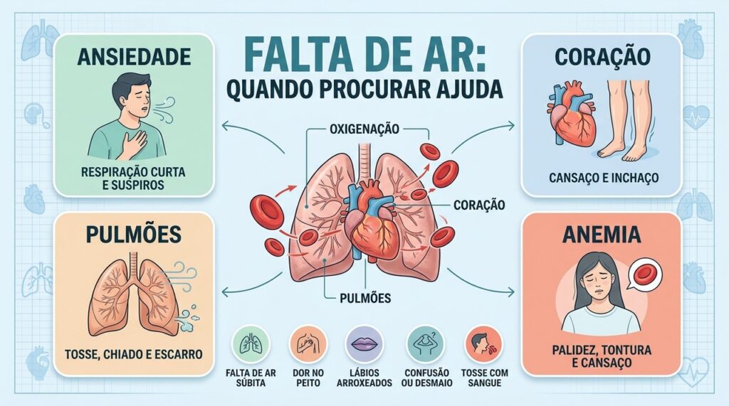 Ansiedade, coração, pulmões e anemia ajudam a diferenciar causas e sinais de alerta.