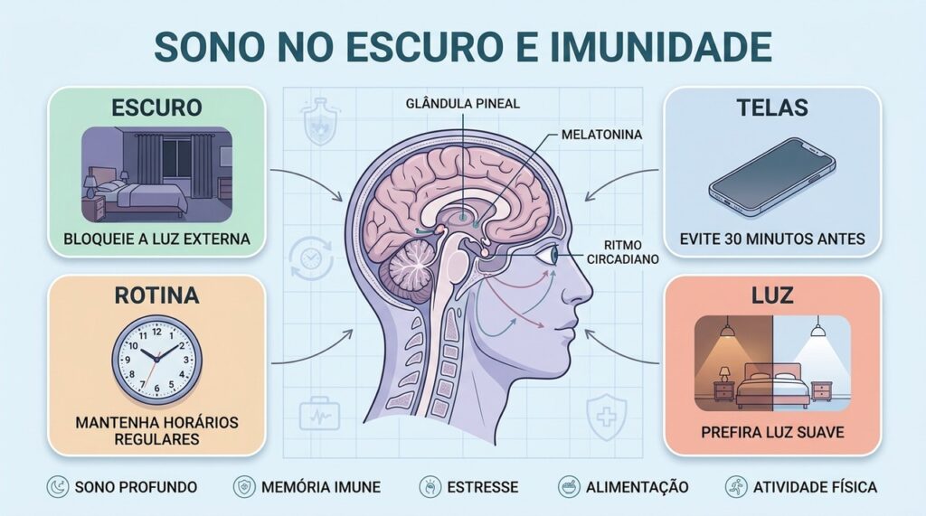 Escuridão, rotina regular e menos telas ajudam o sono a apoiar a função imunológica.