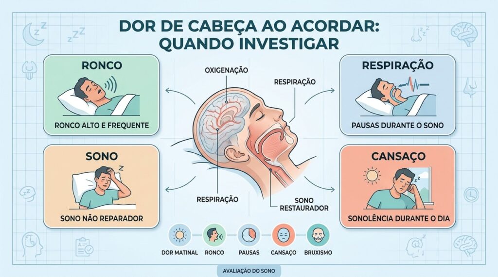 Quatro sinais ajudam a investigar apneia do sono por trás da dor matinal.