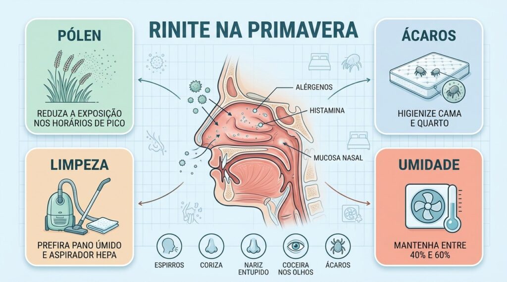 Pólen, ácaros, limpeza, roupa de cama e umidade influenciam o controle da rinite.
