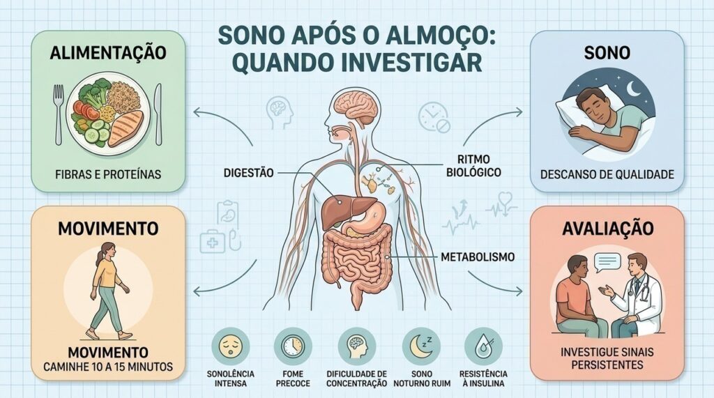 Alimentação equilibrada, sono adequado e movimento ajudam a entender e reduzir a sonolência persistente.