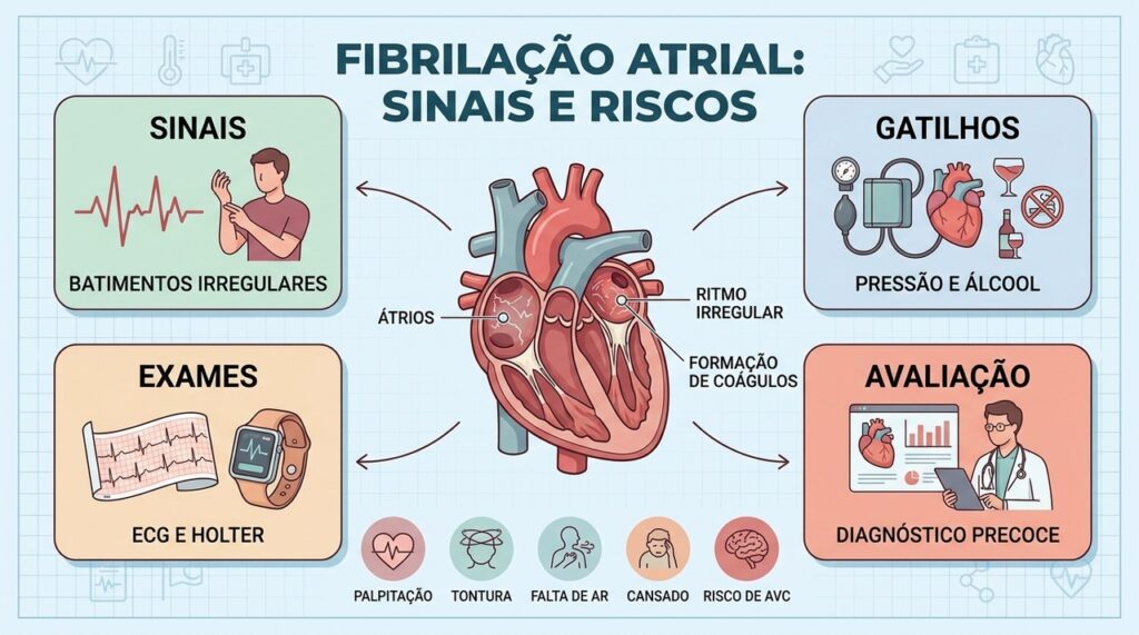 Sinais, fatores de risco e exames ajudam a reconhecer fibrilação atrial precocemente.