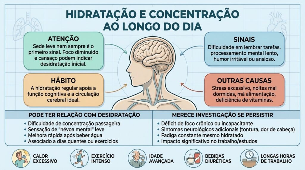 Atenção, sinais físicos, hidratação e outras causas ajudam a interpretar o foco ruim.