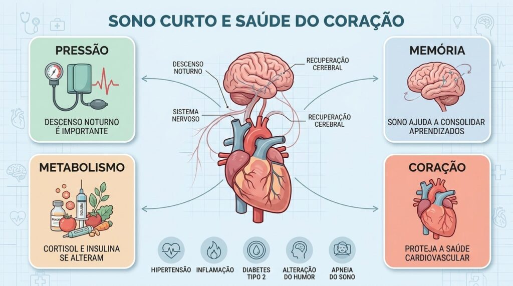 Sono adequado ajuda a regular pressão, metabolismo, memória e recuperação cardiovascular.