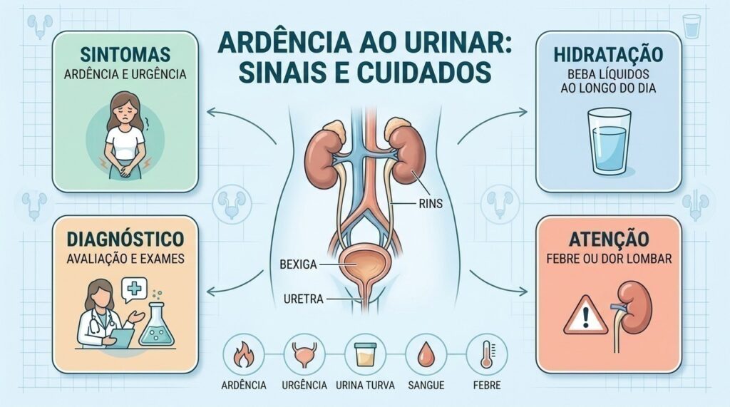 Sintomas, hidratação, diagnóstico e sinais de alerta ajudam a reconhecer infecções urinárias.