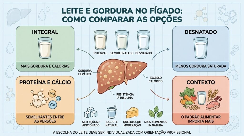 Gordura, calorias, proteína e contexto alimentar ajudam a comparar os tipos de leite.