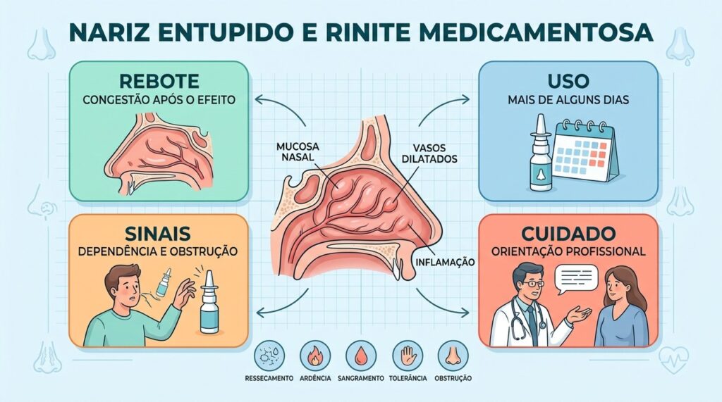O nariz entupido que nunca desentope não se deve apenas à alergia, mas sim na maioria ao uso prolongado do próprio descongestionante nasal