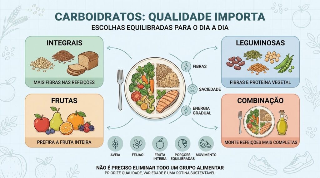 Integrais, leguminosas, frutas e boas combinações tornam os carboidratos mais equilibrados.