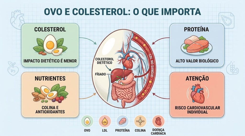 Proteína, colina e antioxidantes convivem com uma avaliação individual do risco cardiovascular.