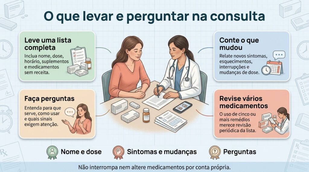 Organizar informações e esclarecer dúvidas ajuda a reduzir erros e melhora a revisão do tratamento.