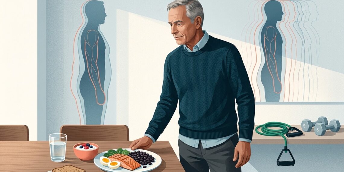 Mais proteína ajuda a preservar músculo ao emagrecer depois dos 55? Ensaio testou isso em homens com pré-diabetes