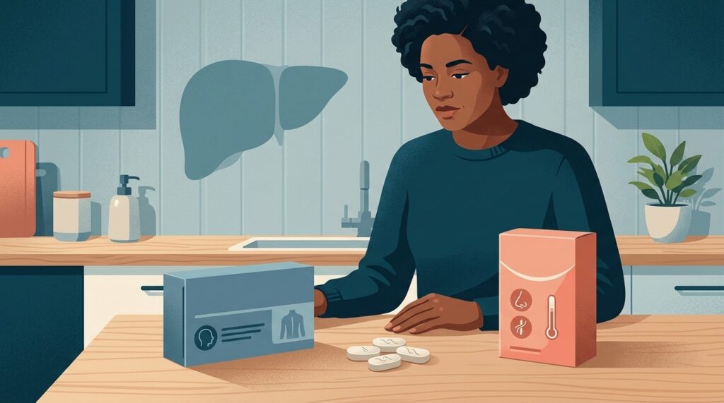 O fígado metaboliza o paracetamol, e a soma de vários produtos pode aumentar o risco de excesso.
