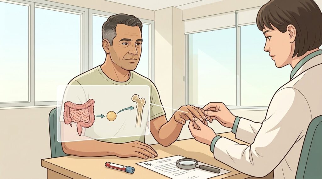 Alterações persistentes nas unhas podem justificar investigação de vitamina D e minerais.