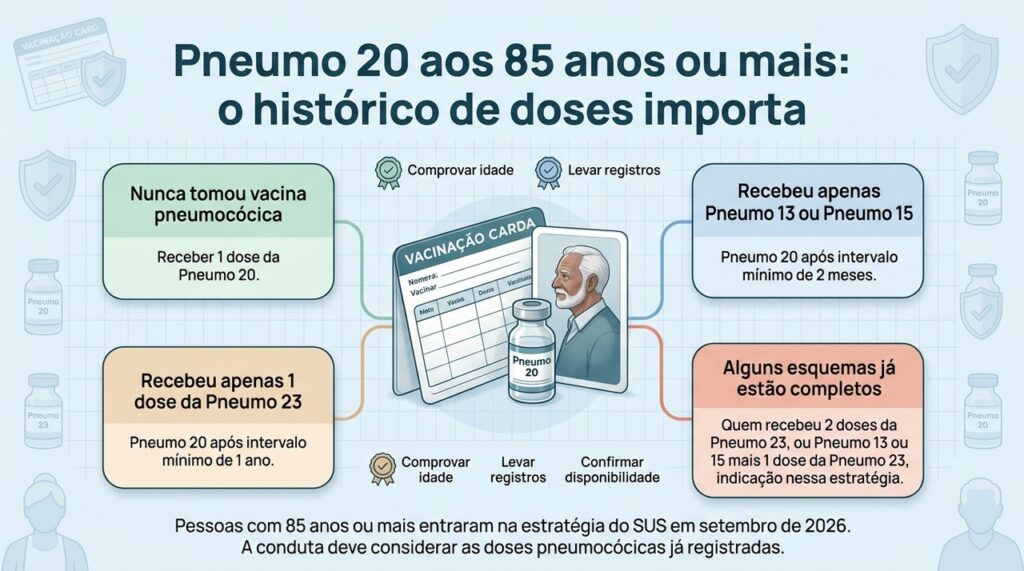 A nova estratégia do SUS para pessoas com 85 anos ou mais considera tanto a idade quanto o histórico de vacinação pneumocócica.