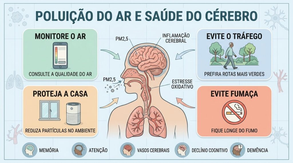 Quatro medidas reduzem a exposição ao PM2,5 e ajudam a proteger o cérebro.