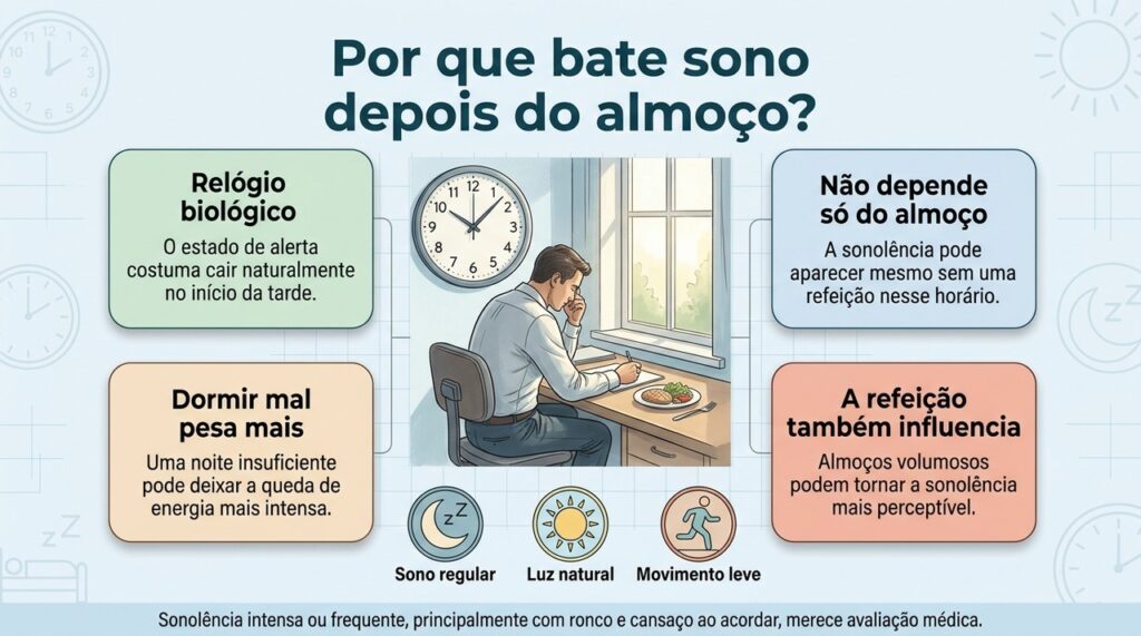O sono depois do almoço não acontece só pelo prato pesado, mas muitas vezes pelo relógio biológico