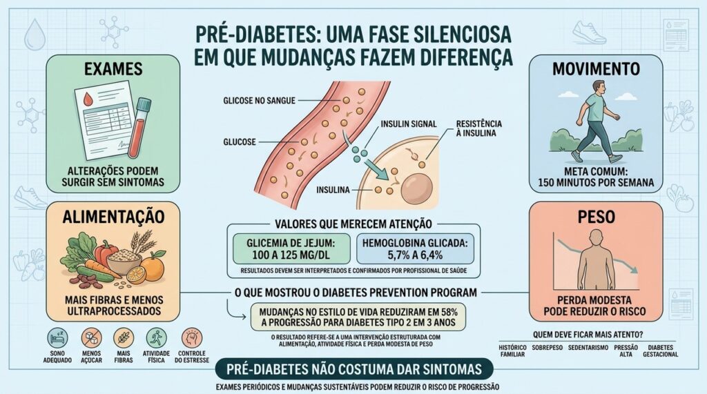 Exames, movimento, alimentação e perda de peso ajudam a reduzir o risco de progressão.