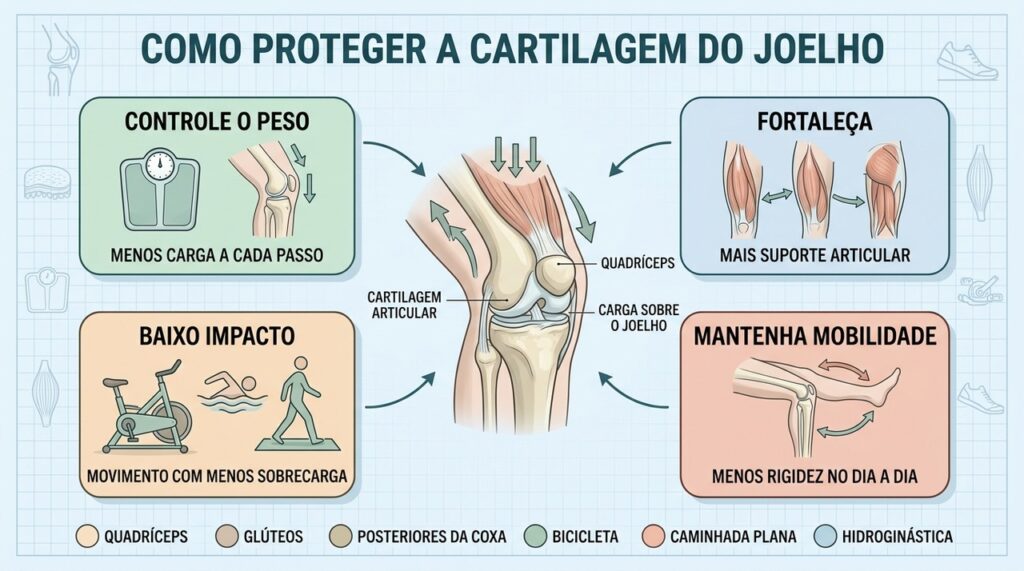 Peso, força muscular, baixo impacto e mobilidade ajudam a preservar a função articular.
