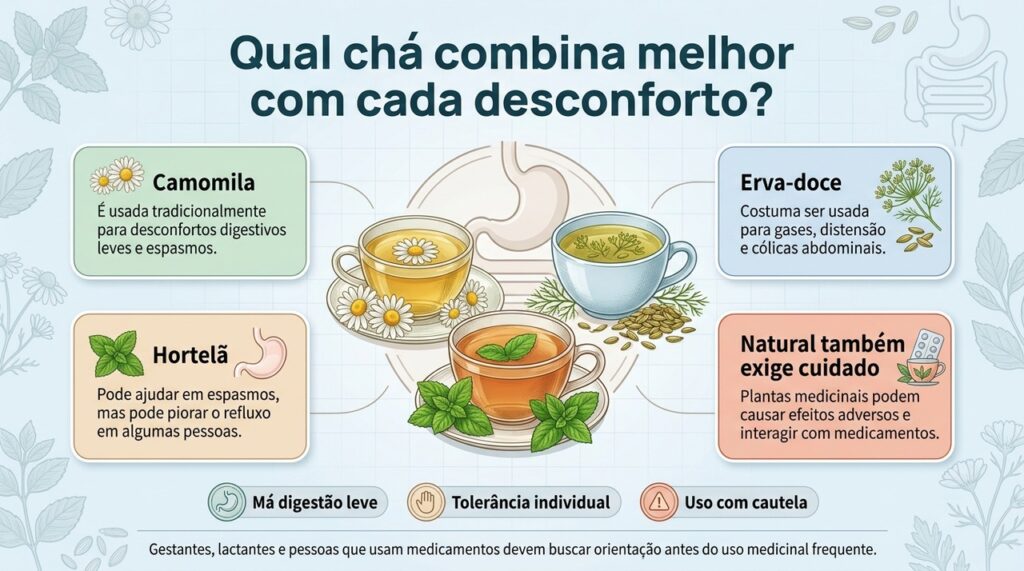 Chás podem aliviar desconfortos leves, mas cada planta tem indicações, limitações e cuidados próprios.