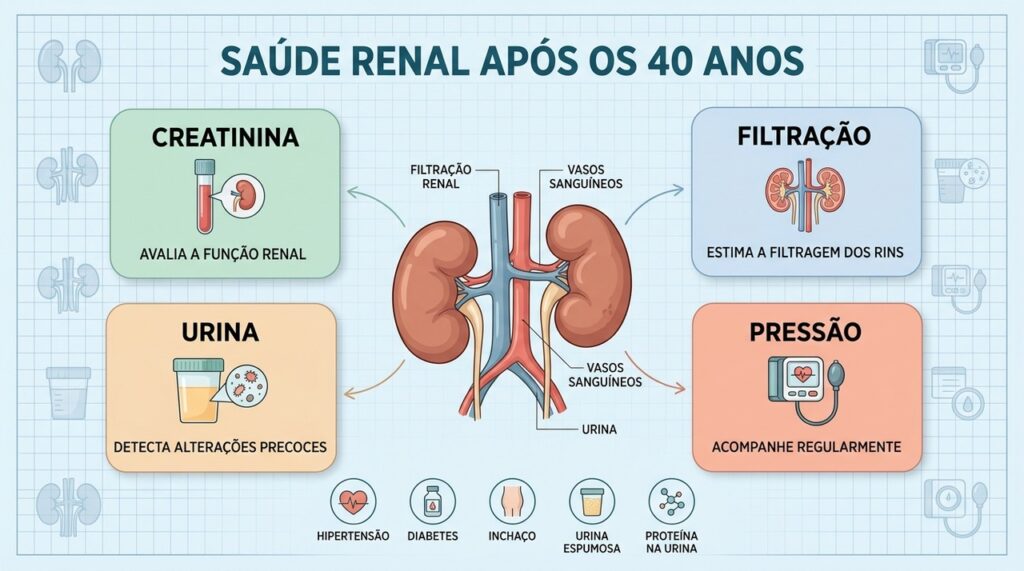 Creatinina, urina, filtração e pressão formam um cuidado integrado da saúde renal.