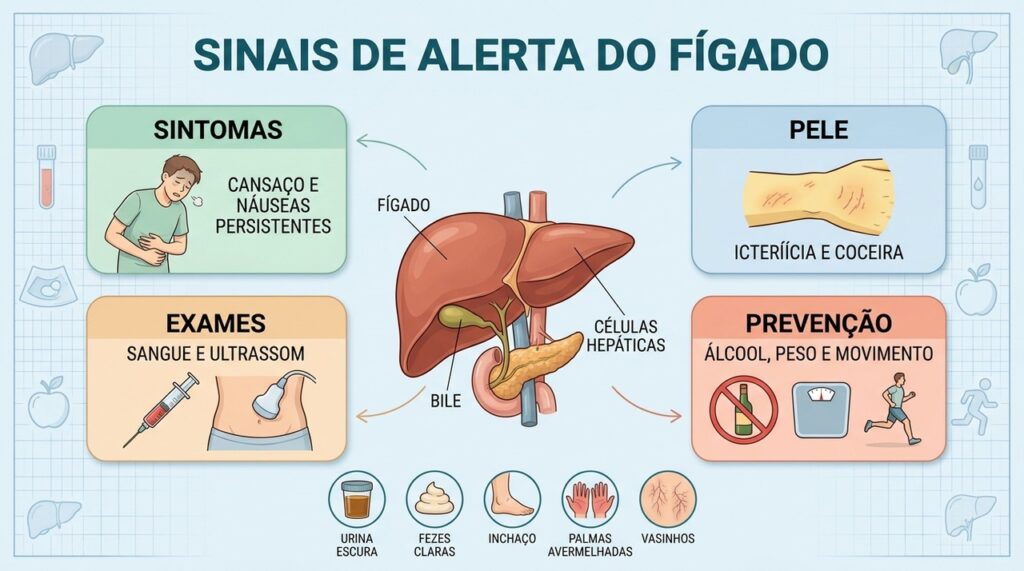Sintomas, exames e hábitos saudáveis ajudam a reconhecer e proteger a saúde hepática.