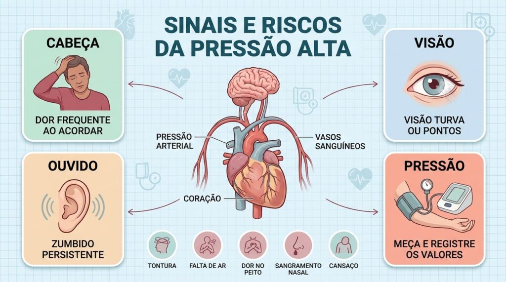 Dor de cabeça, visão turva e zumbido merecem avaliação quando são recorrentes.