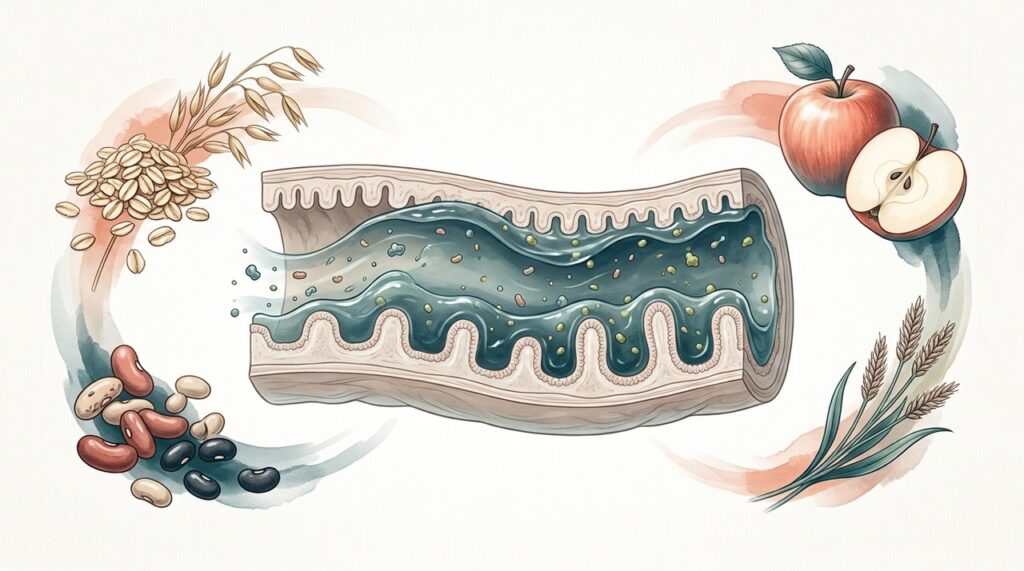 Algumas fibras solúveis formam uma mistura viscosa no intestino e podem favorecer a eliminação de ácidos biliares.