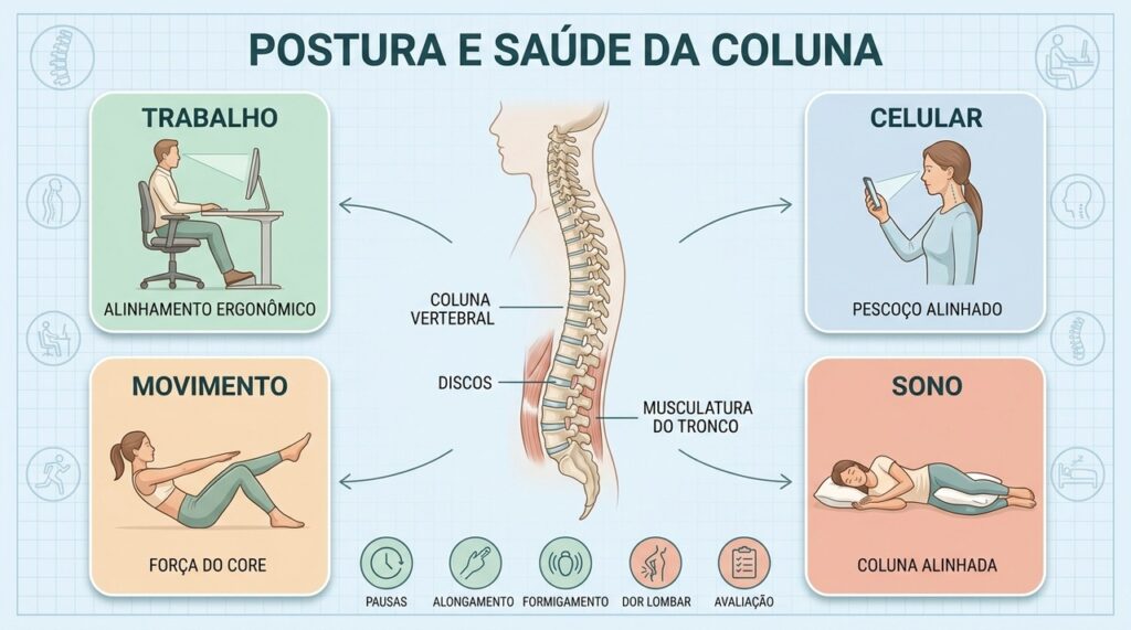 Ergonomia, movimento, fortalecimento e sono adequado ajudam a preservar a saúde da coluna.