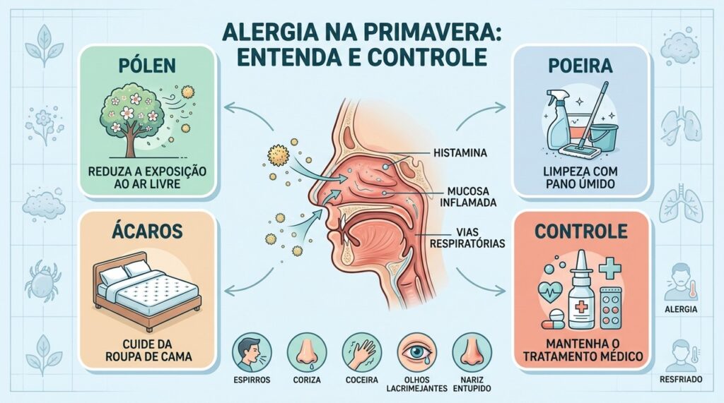 Pólen, poeira, ácaros e tratamento adequado ajudam a explicar o controle da alergia.