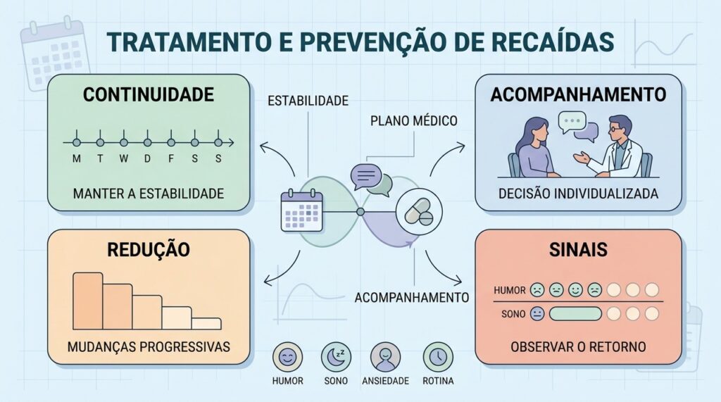 Continuidade, redução planejada e acompanhamento ajudam a diminuir o risco de recaídas.