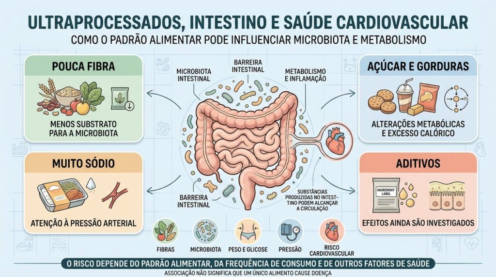 A frequência dos ultraprocessados pode repercutir no intestino e no metabolismo cardiovascular.