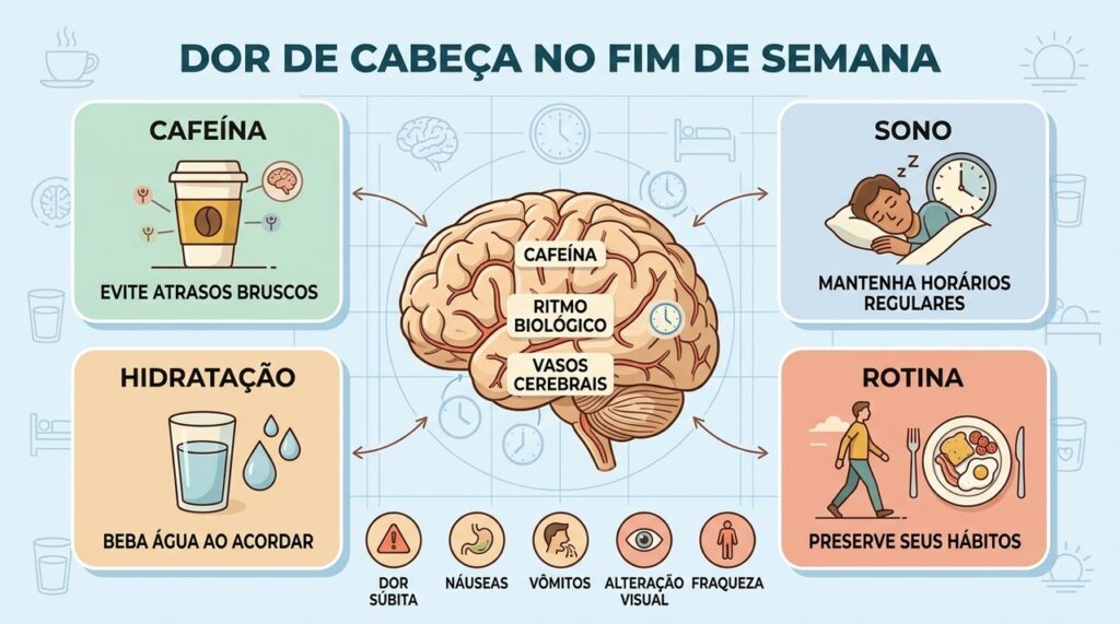 Manter horários regulares de cafeína e sono pode reduzir dores de cabeça no fim de semana.