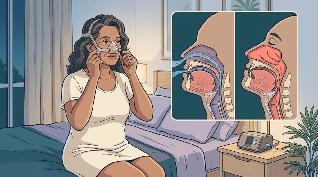 A melhora do ronco reflete o efeito do CPAP, não necessariamente a cura.