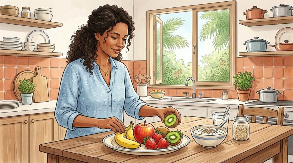 Frutas inteiras, em porções equilibradas, ajudam a controlar açúcar e preservar fibras.