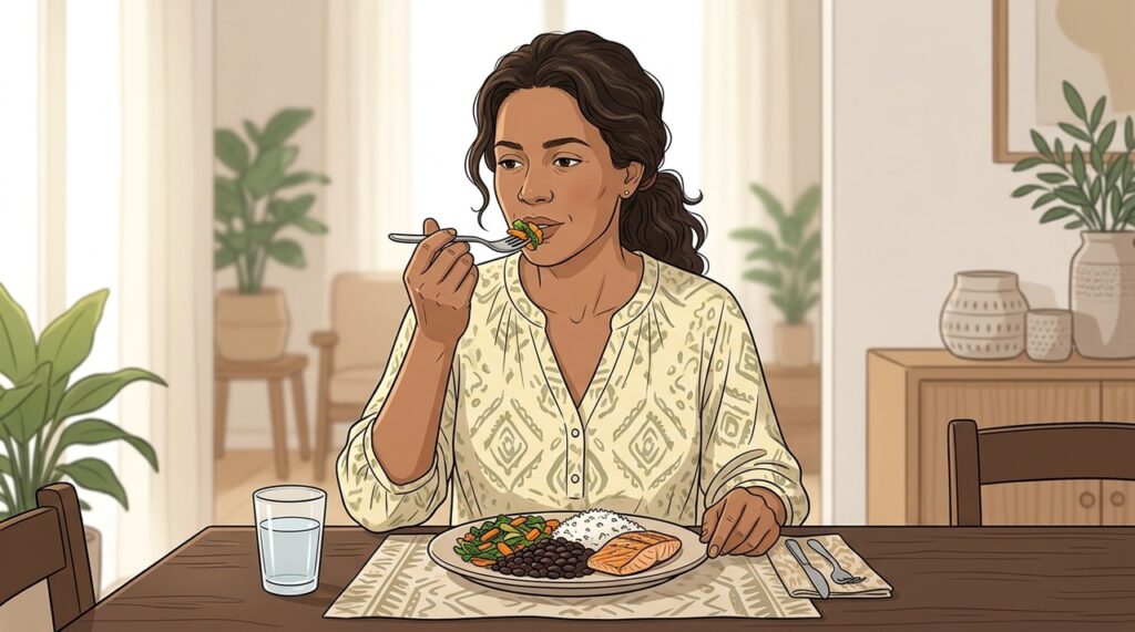 Comer sem pressa reduz excessos e torna cada refeição mais consciente e prazerosa.