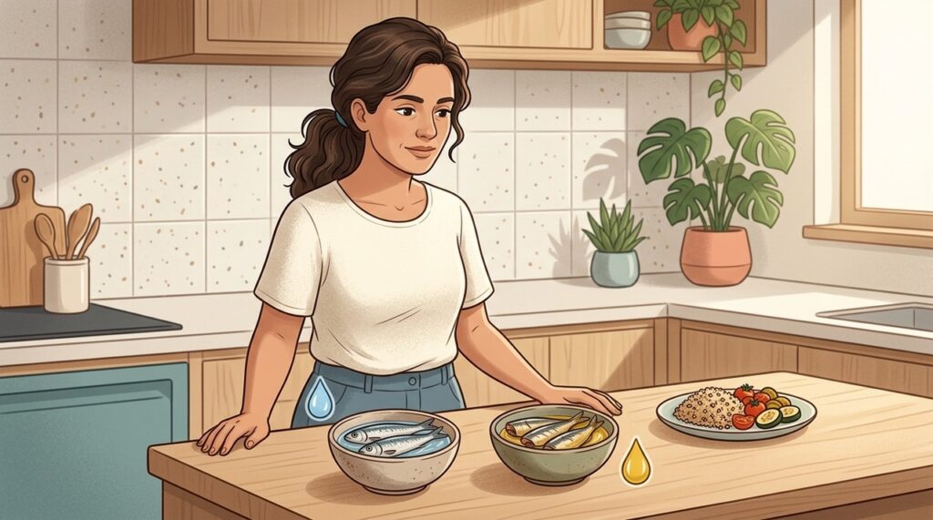 As duas versões preservam nutrientes importantes, mas o líquido de cobertura altera o perfil da porção.