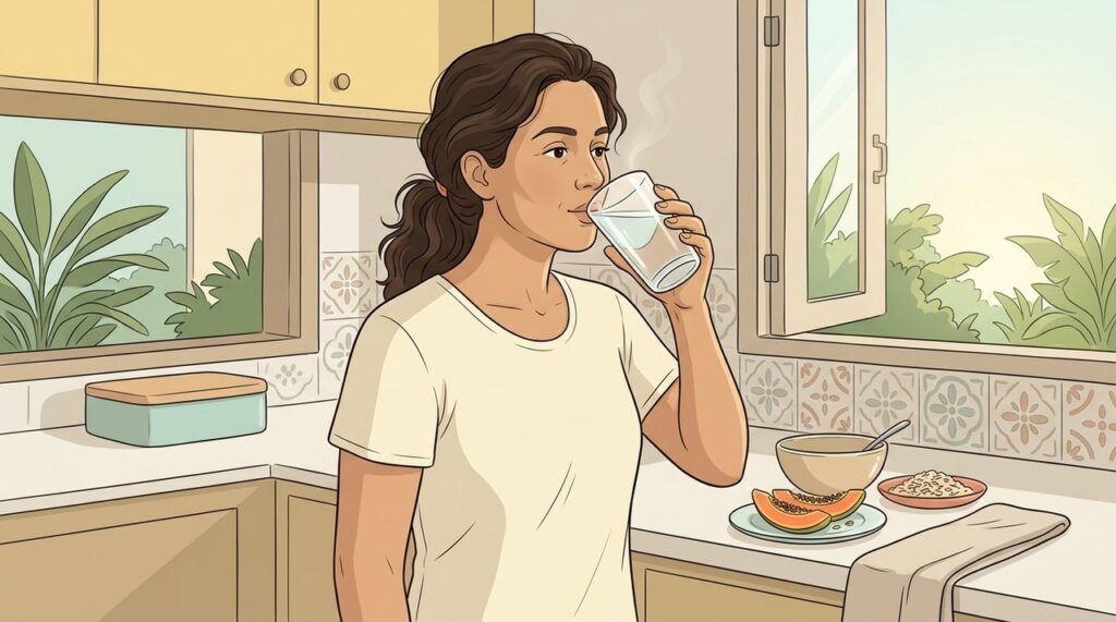 Hidratação matinal pode estimular suavemente o reflexo gastrocólico em algumas pessoas.