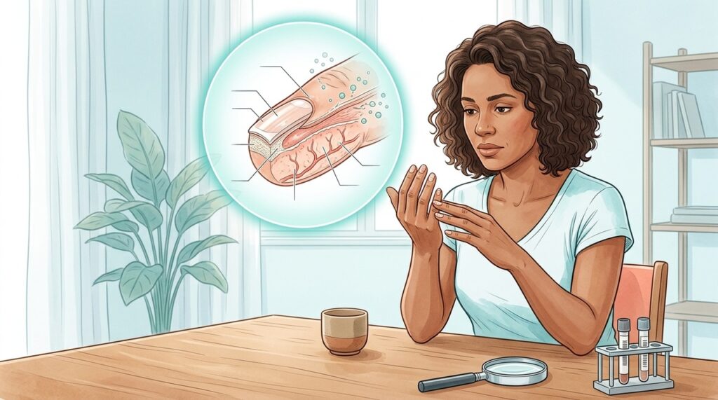 Linhas escuras nas unhas exigem avaliação dermatológica para esclarecer sua origem e significado.