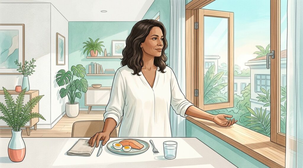 A exposição solar e a alimentação podem contribuir para manter níveis adequados de vitamina D.