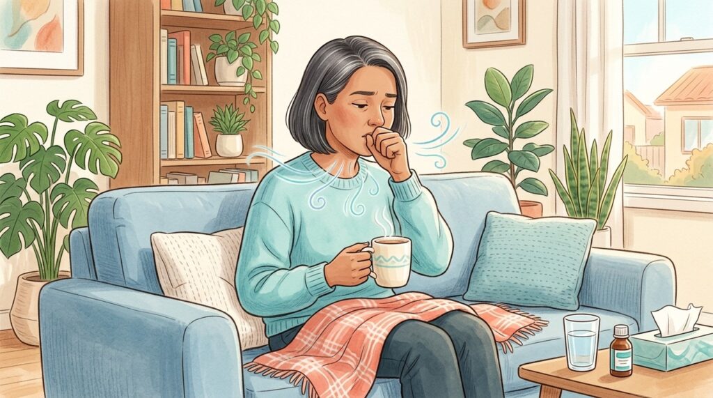 Após a gripe, vias aéreas sensíveis podem manter a tosse por semanas.