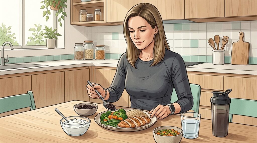 Alimentação equilibrada costuma alcançar a meta proteica sem depender de suplementos em excesso.