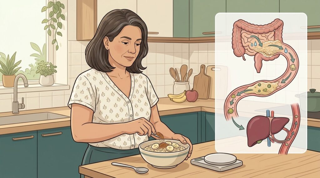 Porções adequadas e consumo regular tornam o efeito da aveia mais consistente.