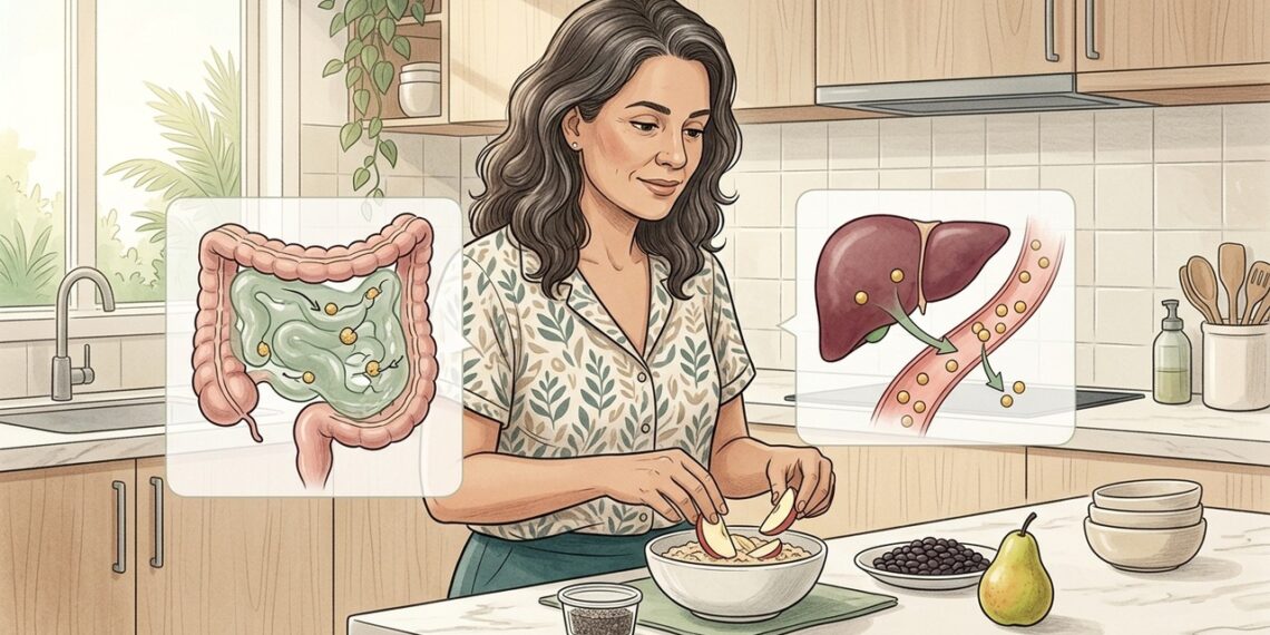 O colesterol alto não depende só da gordura saturada: as fibras solúveis ajudam o intestino a reduzir a reabsorção do colesterol